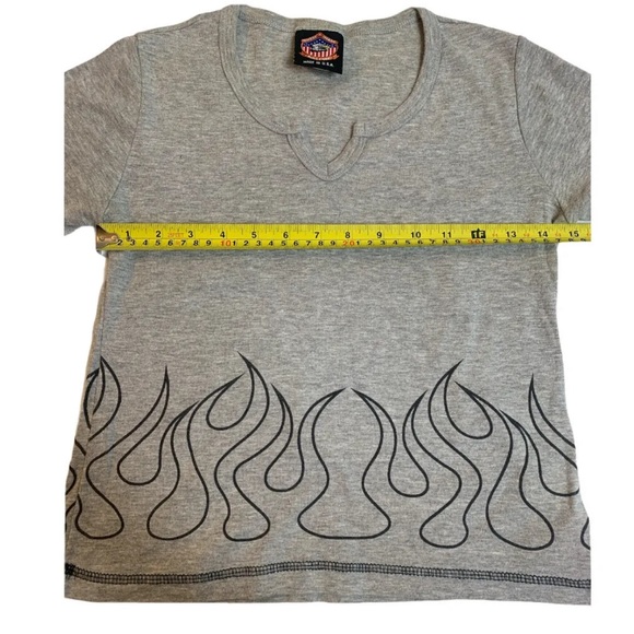 Bikers Image Tee Ride Free Women Large Gray Crop T Shirt Flames Short Sleeve - Picture 11 of 12
